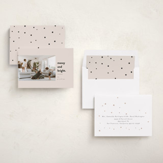 This is a blush holiday photo cards with standard by Iveta Angelova called messy & bright printing on recycled smooth signature in standard