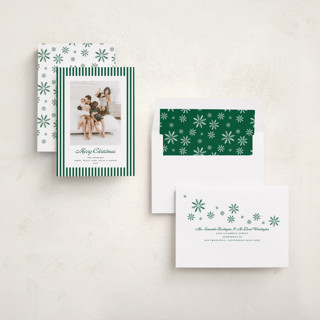 This is a pine holiday photo cards with standard by Erika Firm called mini cabana stripes printing on recycled smooth signature in standard