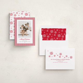 This is a candy cane holiday photo cards with standard by Erika Firm called mini cabana stripes printing on recycled smooth signature in standard