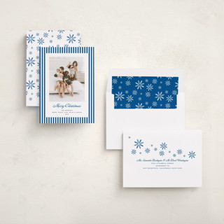 This is a ocean holiday photo cards with standard by Erika Firm called mini cabana stripes printing on recycled smooth signature in standard