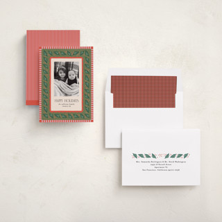 This is a pine needle holiday photo cards with standard by Julie Murray called francie printing on recycled smooth signature in standard