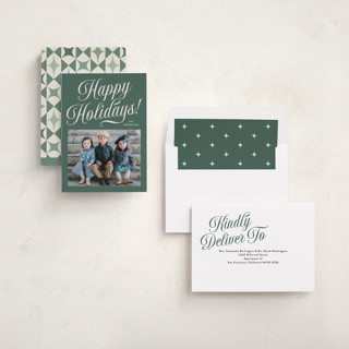 This is a forest holiday photo cards with standard by Jackie Crawford called durham printing on recycled smooth signature in standard