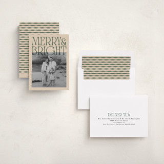 This is a sage holiday photo cards with standard by JeAnna Casper called bold printing on recycled smooth signature in standard