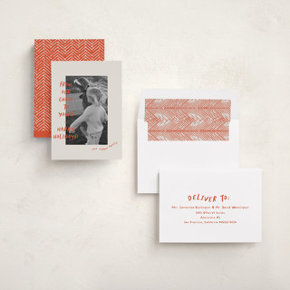 This is a crimson holiday photo cards with standard by Vera Lim called happy chaos printing on recycled smooth signature in standard