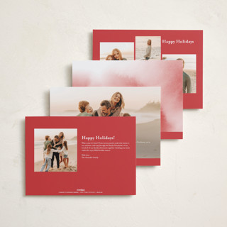 This is a rouge holiday photo cards with standard by Becky Nimoy called merry hand lettered script printing on recycled smooth signature in standard