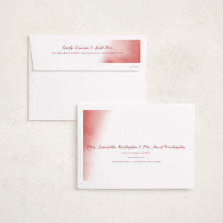 This is a rouge holiday photo cards with standard by Becky Nimoy called merry hand lettered script printing on recycled smooth signature in standard