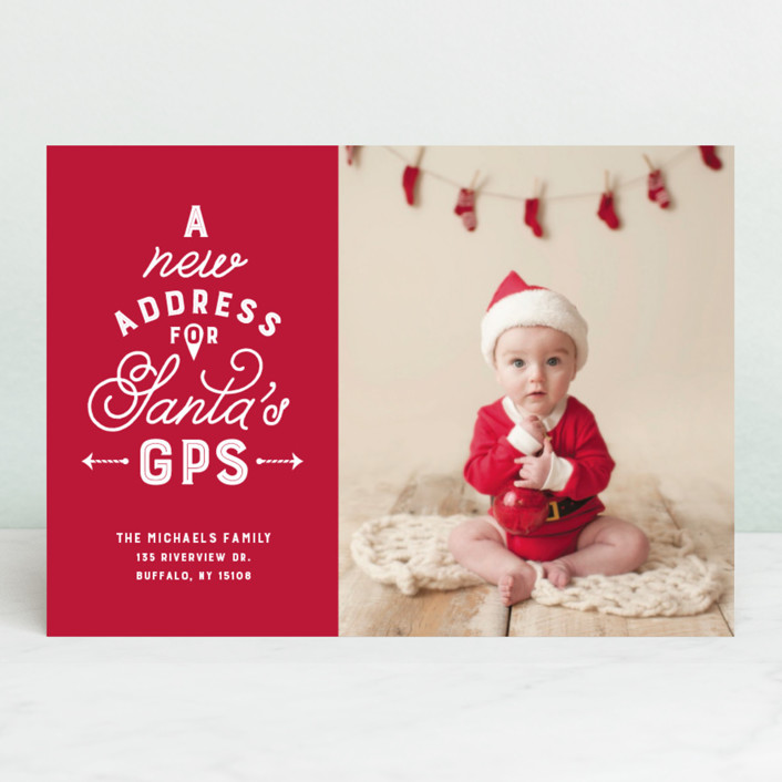 new address for santas gps funny holiday photo cards in cardinal by lea - New Address Christmas Cards new address for santas gps funny holiday photo cards in cardinal by lea - New Address Christmas Cards
