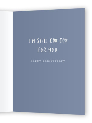 This is a bluebird anniversary cards with standard by Dawn Pope called city love birds printing on signature in greeting cards