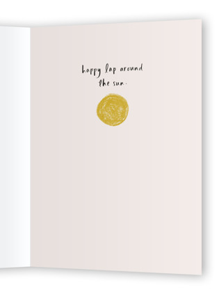 This is a earth birthday cards with standard by Chelsea Petaja called spinning rock printing on signature in greeting cards