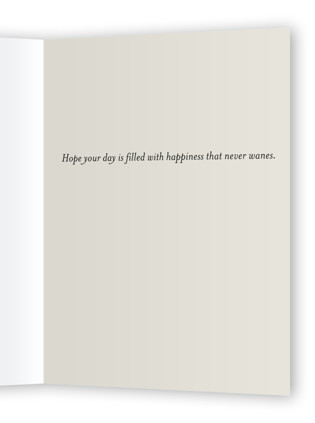This is a space birthday cards with standard by Everett Paper Goods called moon phases printing on signature in greeting cards