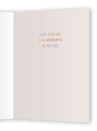 This is a rainbow birthday cards with standard by Anna Ducos called rainbows + sunshine printing on signature in greeting cards