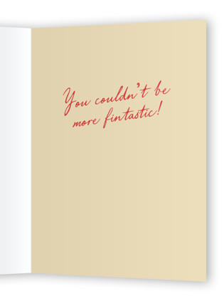 This is a champagne congratulations cards with standard by Poppy and Ash called fintastic congrats printing on signature in greeting cards