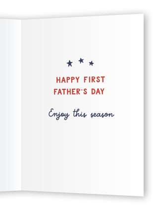 This is a navy fathers day cards with standard by Dawn Pope called rookie dad printing on signature in greeting cards