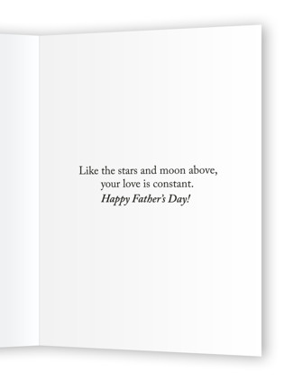 This is a midnight fathers day cards with standard by Monica Hees called under the stars printing on signature in greeting cards
