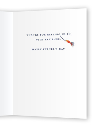 This is a rod fathers day cards with standard by Sarah Rosenthal called the reel deal printing on signature in greeting cards