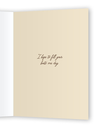 This is a leather fathers day cards with standard by Sarah Knight called boots printing on signature in greeting cards