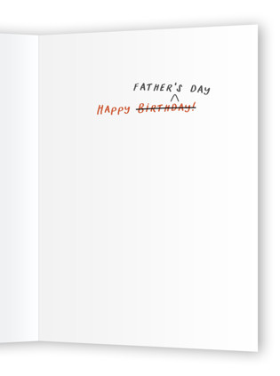 This is a tangerine fathers day cards with standard by Becky Nimoy called wrong holiday printing on signature in greeting cards