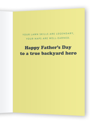This is a chalk fathers day cards with standard by Itsy Belle Studio called man, myth, mower printing on signature in greeting cards