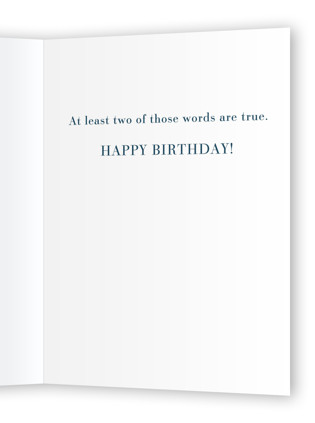 This is a navy birthday cards for him with standard by Alicia Schultz called wise old man printing on signature in greeting cards