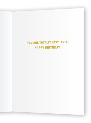 This is a highlighter birthday cards for him with standard by Alexandra Cohn called next level birthday printing on signature in greeting cards
