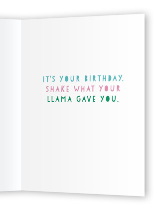 This is a bubblegum birthday cards for her with standard by Lori Wemple called llama birthday printing on signature in greeting cards