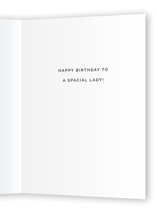This is a amethyst birthday cards for her with standard by Angela Garrick called out of this world printing on signature in greeting cards