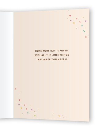 This is a peony birthday cards for her with standard by Lauren Jinhee called sprinkles printing on signature in greeting cards