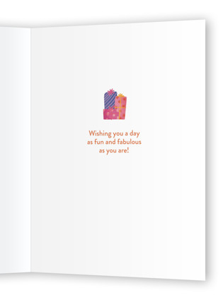 This is a blush birthday cards for her with standard by Ana Peake called treat yo self printing on signature in greeting cards