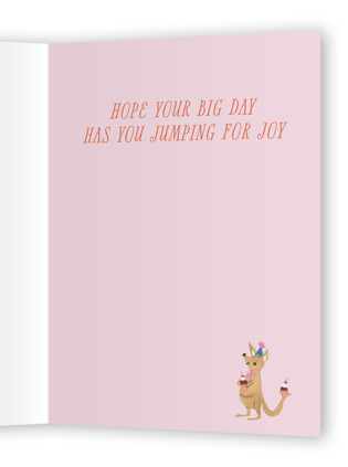 This is a tomato birthday cards for her with standard by Jackie Crawford called hoppy birthday kangaroo printing on signature in greeting cards