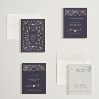 This is a westminster petite wedding invitations with foil pressed by Claudia Orengo called victorian printing on signature in petite