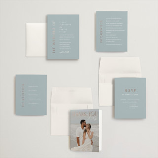 This is a provincial petite wedding invitations with foil pressed by Angela Thompson called gilded edge printing on signature in petite