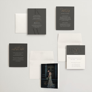 This is a stormy petite wedding invitations with foil pressed by Jessica Williams called over monogram printing on signature in petite