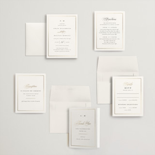 This is a linen petite wedding invitations with foil pressed by Erica Krystek called timeless printing on signature in petite