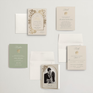 This is a tea time petite wedding invitations with foil pressed by Susan Zinader called shimmering hydrangeas printing on signature in petite