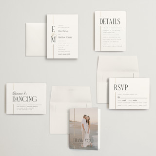 This is a silk petite wedding invitations with foil pressed by Laura Hankins called linear printing on signature in petite