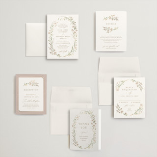 This is a spring mist petite wedding invitations with foil pressed by Erin L. Wilson called meadow printing on signature in petite