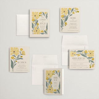 This is a buttercup petite wedding invitations with foil pressed by Karidy Walker called storybook garden printing on signature in petite