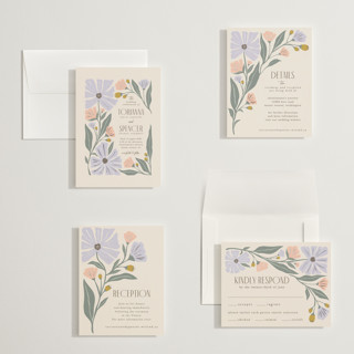 This is a periwinkle petite wedding invitations with foil pressed by Karidy Walker called storybook garden printing on signature in petite