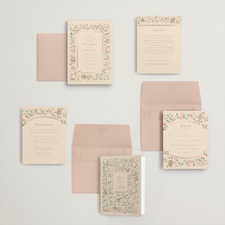 This is a ivory petite wedding invitations with foil pressed by Jennifer Wick called esther's garden printing on signature in petite