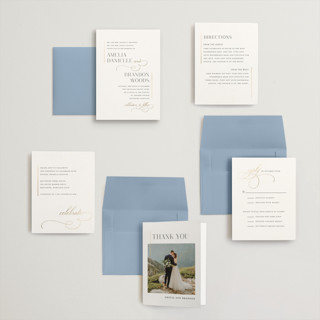 This is a sugar petite wedding invitations with foil pressed by Jessica Williams called elegant flourish printing on signature in petite