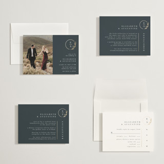 This is a midnight petite wedding invitations with foil pressed by Ana de Sousa called for eternity printing on signature in petite