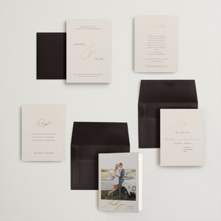 This is a ivory petite wedding invitations with foil pressed by Angela Thompson called eloquent printing on signature in petite