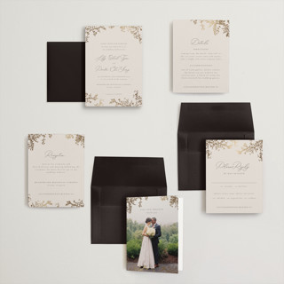 This is a luxe neutral petite wedding invitations with foil pressed by Design Lotus called forever and a day printing on signature in petite