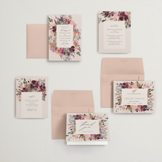 This is a blush petite wedding invitations with foil pressed by Lori Wemple called fleur printing on signature in petite