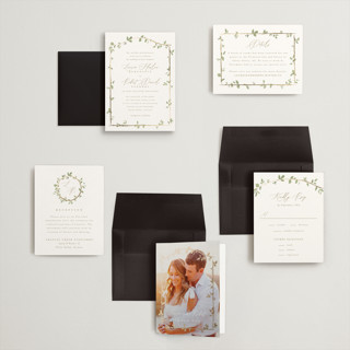This is a ivy petite wedding invitations with foil pressed by Everett Paper Goods called canopy printing on signature in petite