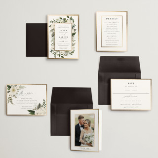 This is a vanilla petite wedding invitations with foil pressed by Susan Moyal called classic love printing on signature in petite