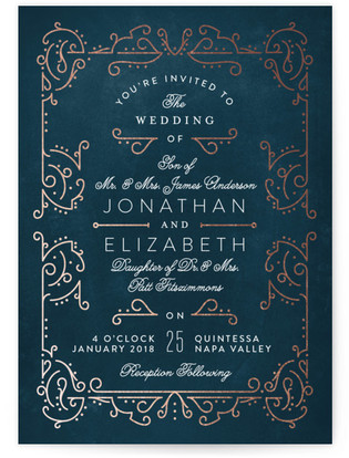 Dainty Deco Foil Pressed Wedding Invitation Petite Cards