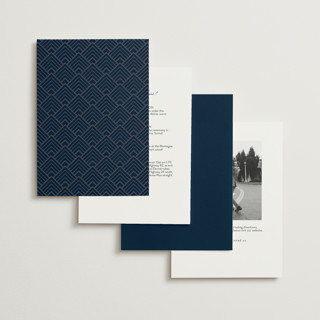 This is a dark navy petite wedding invitations with foil pressed by Hooray Creative called opulent border printing on signature in petite