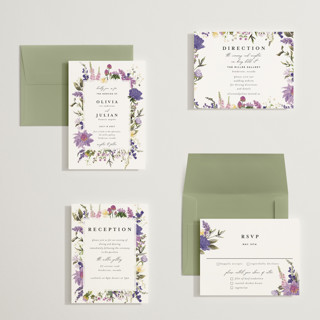 This is a wisteria petite wedding invitations with foil pressed by Susan Moyal called lush printing on signature in petite