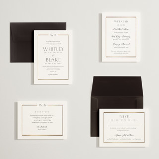 This is a cotton petite wedding invitations with foil pressed by Stacey Meacham called luster printing on signature in petite